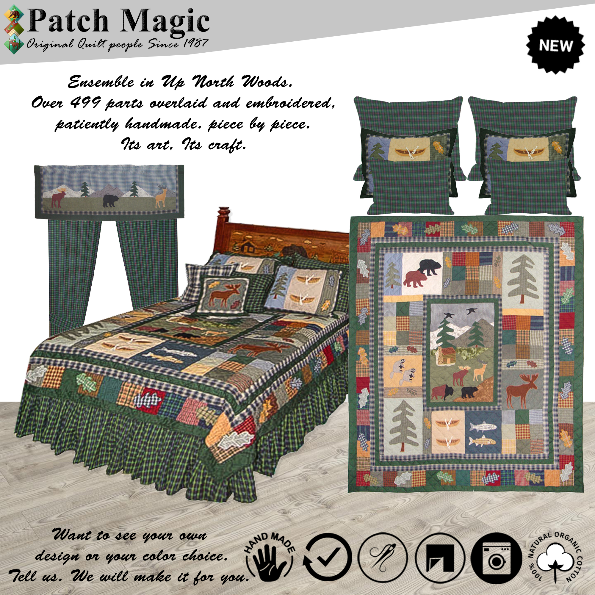 Northwoods Walk Super Queen Quilt 92"W x 96"L